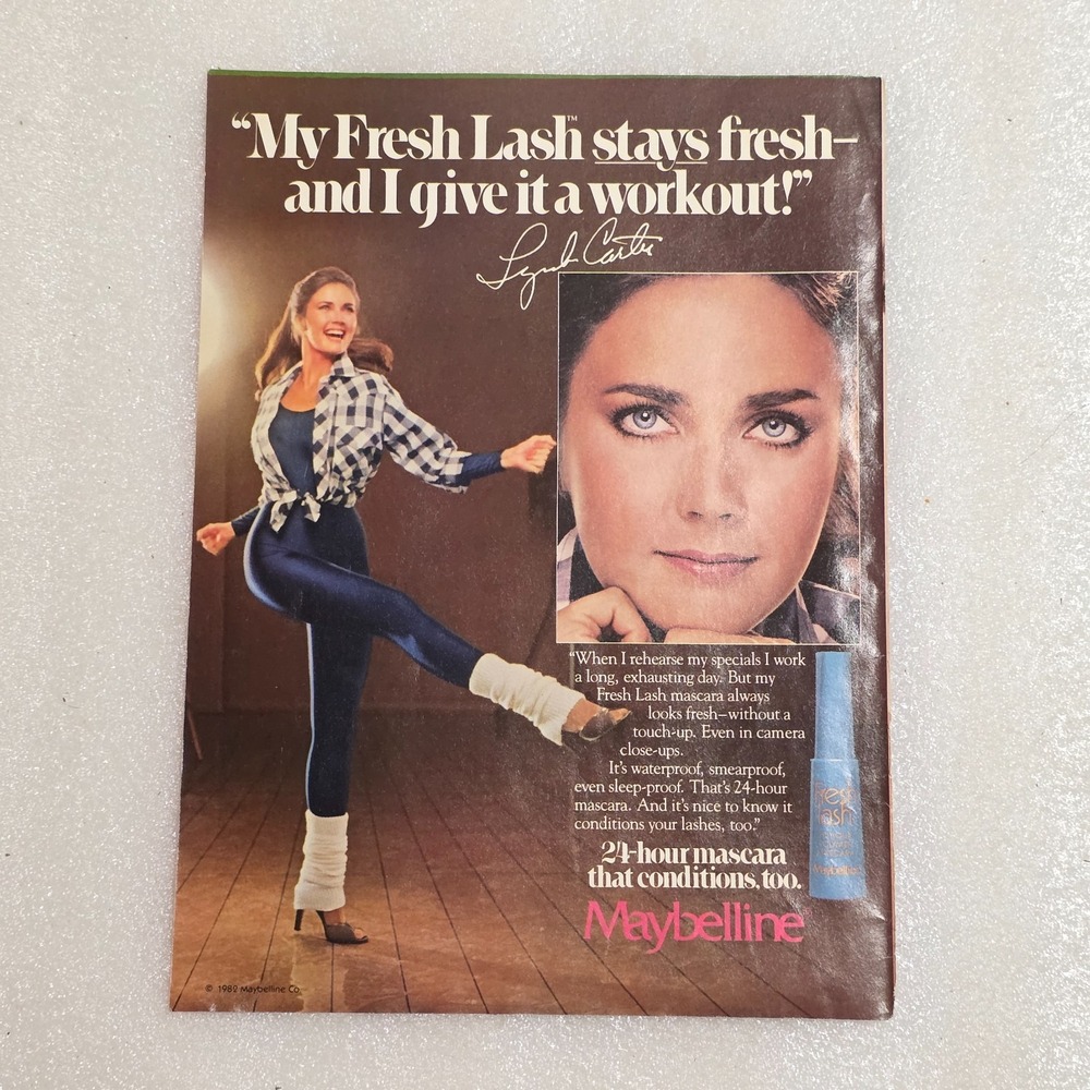 Vintage Print Ad Maybelline Mascara Lynda Carter dancer dancing color 8x10 1982